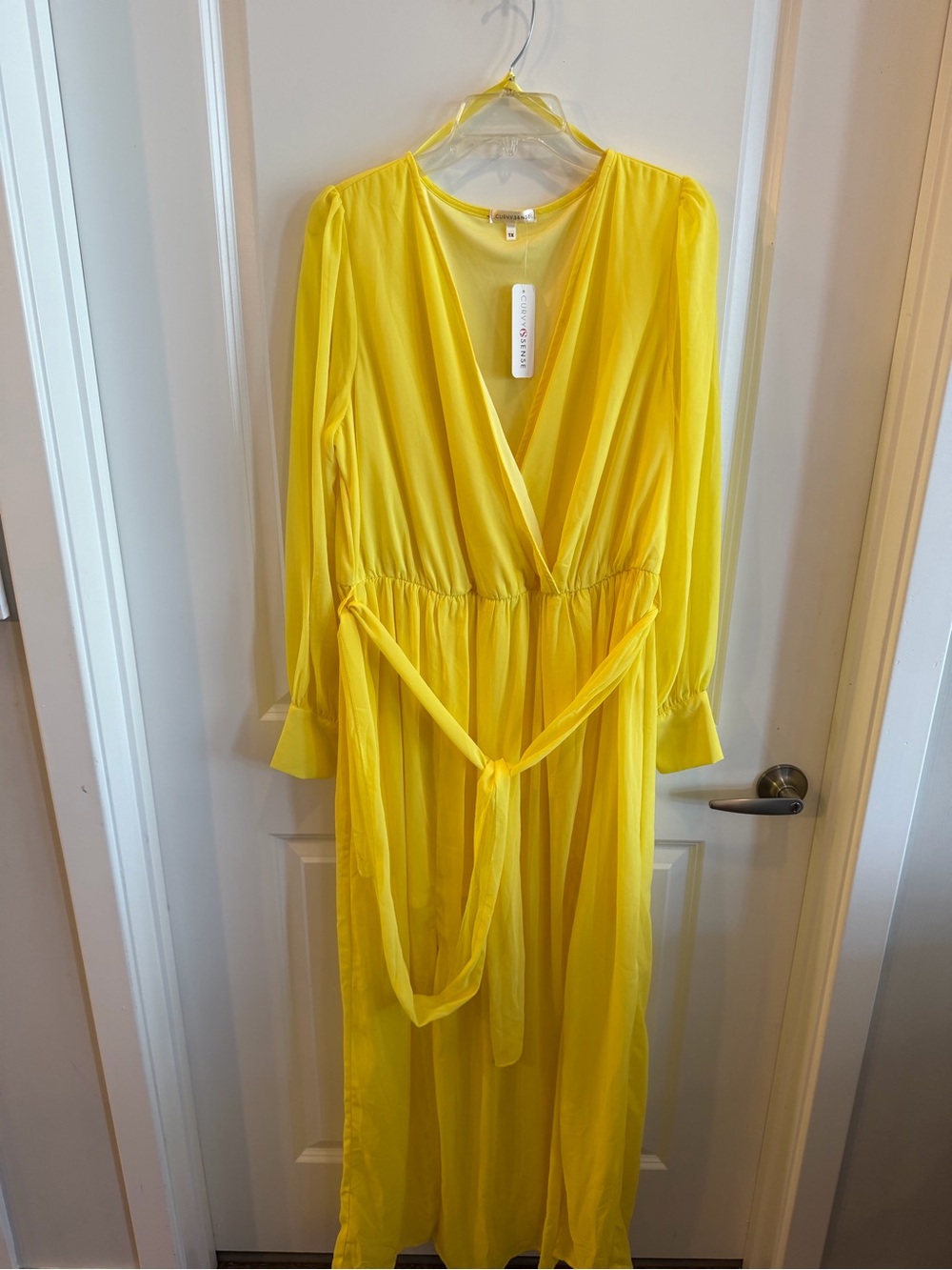 Sunny Yellow Wrap Maxi Dress with Tie Waist